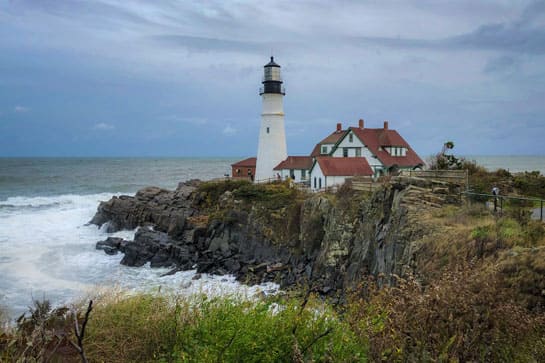 A lighthouse on the coast of Maine