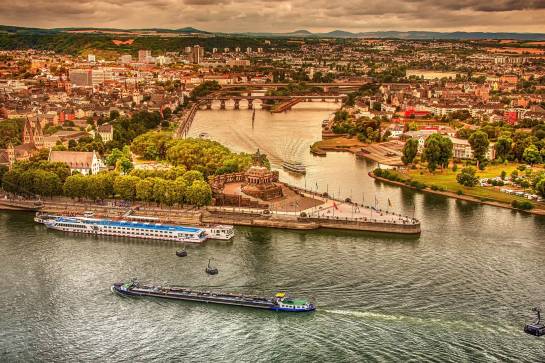  Rhine river cruise aerial scene